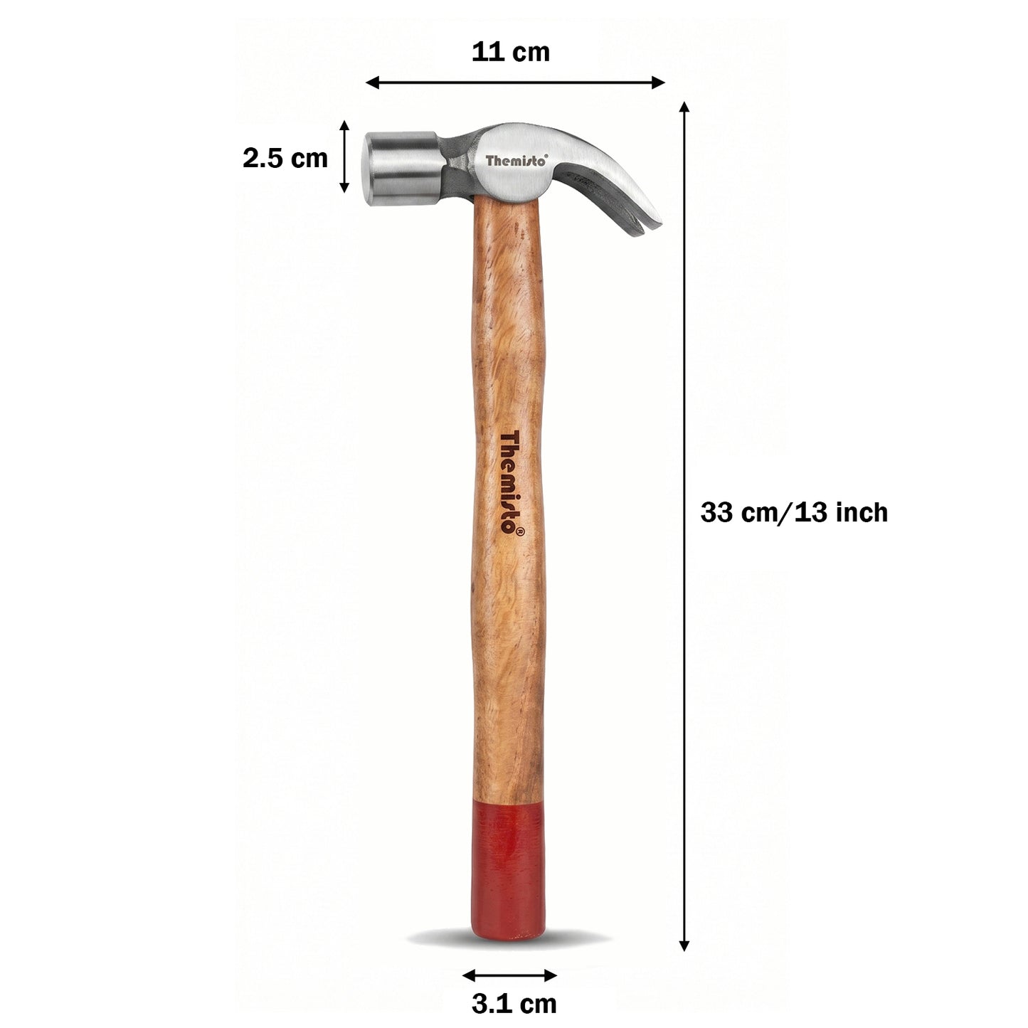 Themisto TH-T33 3/4 lbs Forged Steel Head Claw Hammer with Seasoned Wooden Handle | Strong Non-Slip Grip | Ideal for Home DIY and Professional Use
