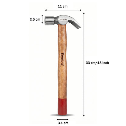 Themisto TH-T33 3/4 lbs Forged Steel Head Claw Hammer with Seasoned Wooden Handle | Strong Non-Slip Grip | Ideal for Home DIY and Professional Use