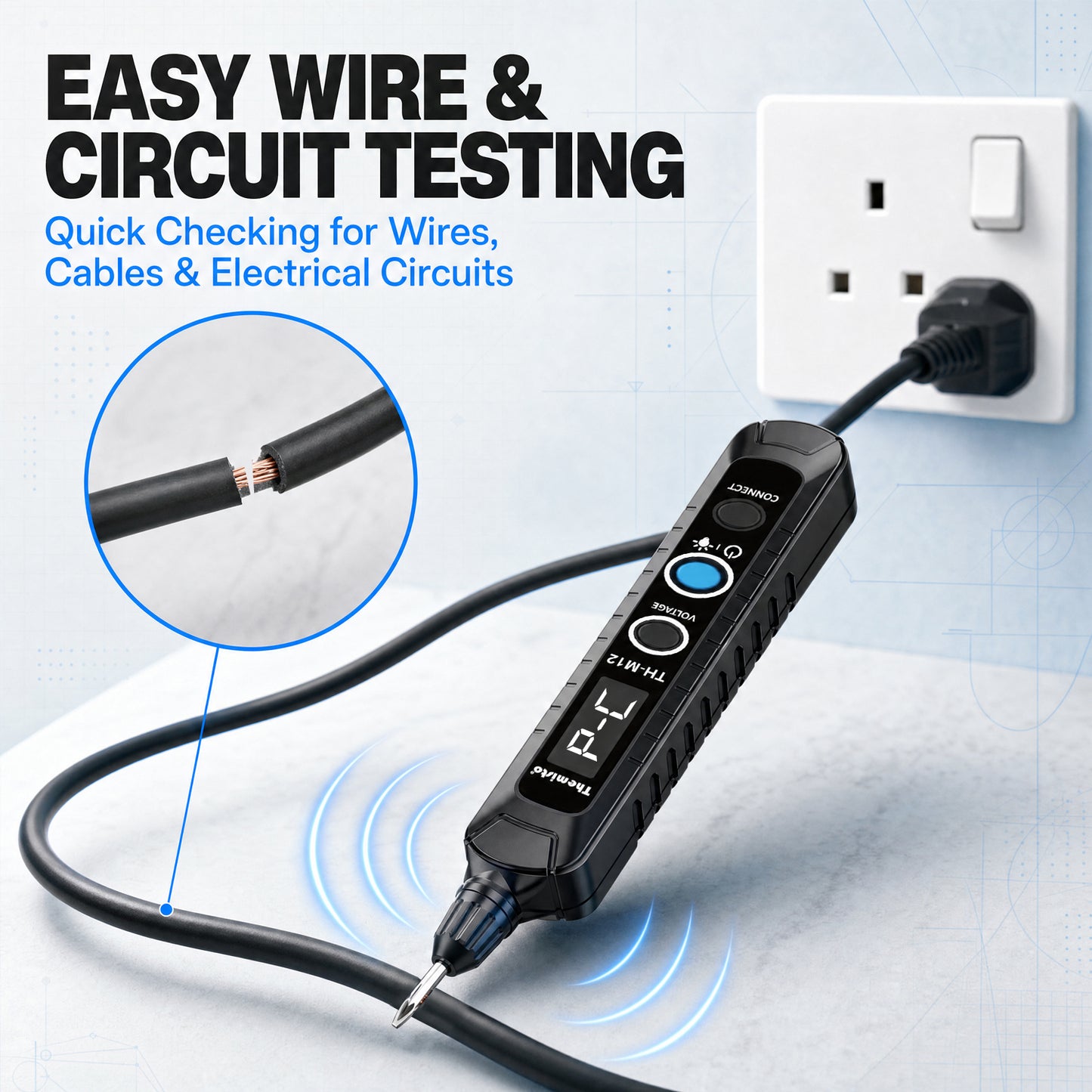 Themisto TH-M12 Digital Voltage Tester | LED Display | Voltage & Continuity Tester| Electrical Test Pen | Compact Handheld Voltage Tester