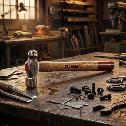 Themisto TH-T34 300g Forged Steel Head Ball Peen Hammer with Seasoned Wooden Handle | Strong Non-Slip Grip | Ideal for Home DIY and Professional Use