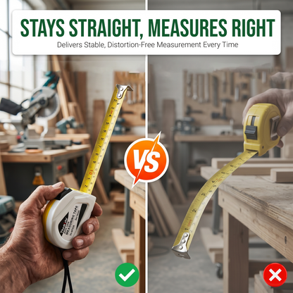 Themisto TH-MT03A 3m Auto Lock Measuring Tape | Steel Blade Tape Measure | 16mm Wide Scale | Easy Read Markings | One Button Retract | Wrist Strap | Belt Clip