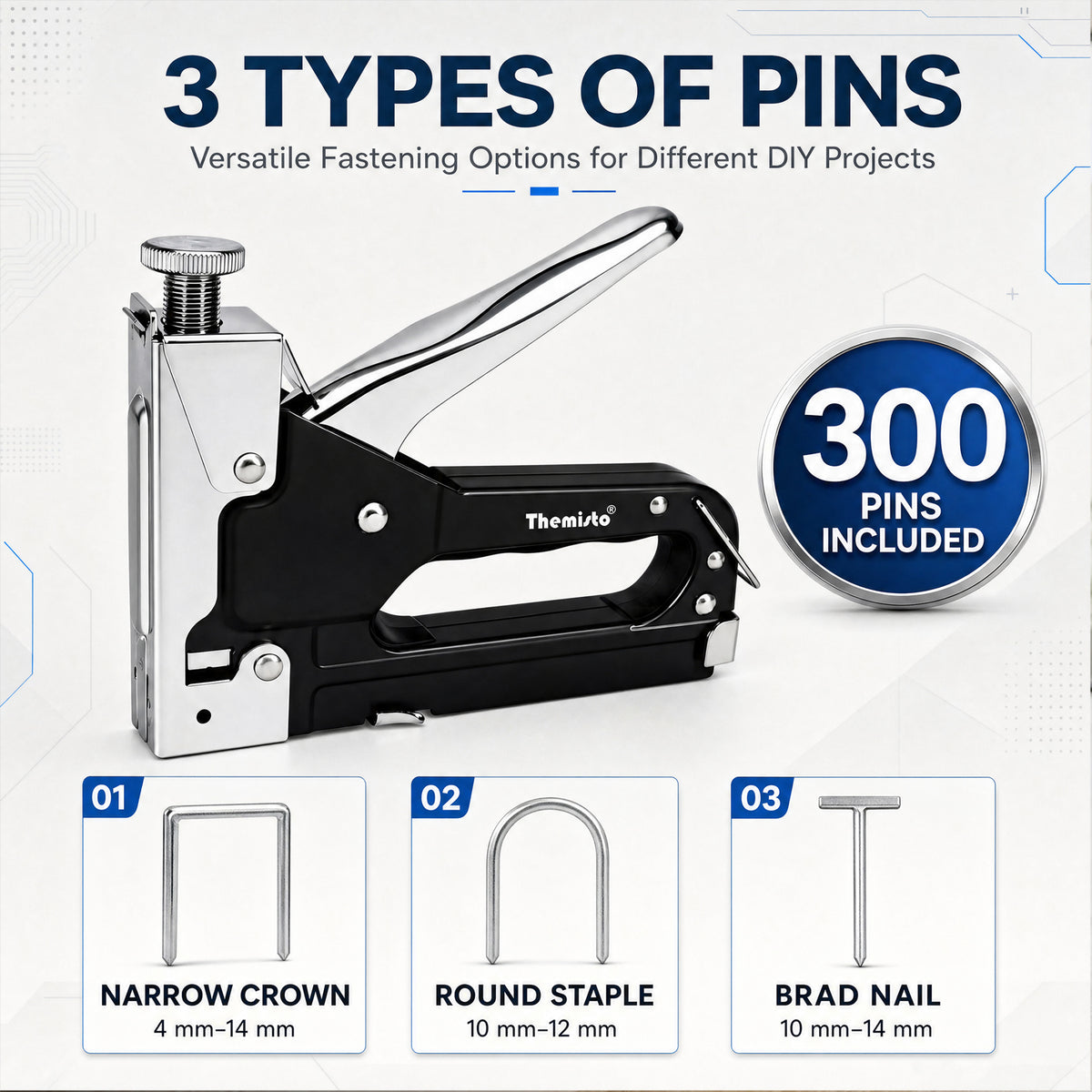 Themisto TH-T50 Heavy Duty Staple Gun | Manual Hand Tacker | Adjustable Pressure | Steel Body | Quick Jam Release | Ideal for Upholstery, Wood, Furniture, Carpets & DIY Projects