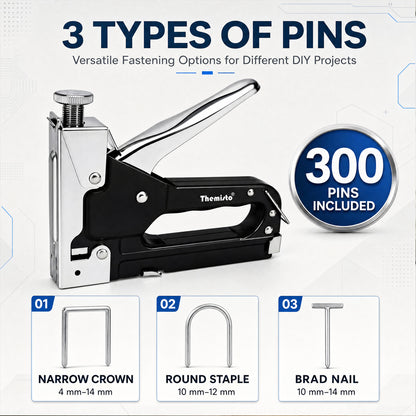 Themisto TH-T50 Heavy Duty Staple Gun | Manual Hand Tacker | Adjustable Pressure | Steel Body | Quick Jam Release | Ideal for Upholstery, Wood, Furniture, Carpets & DIY Projects