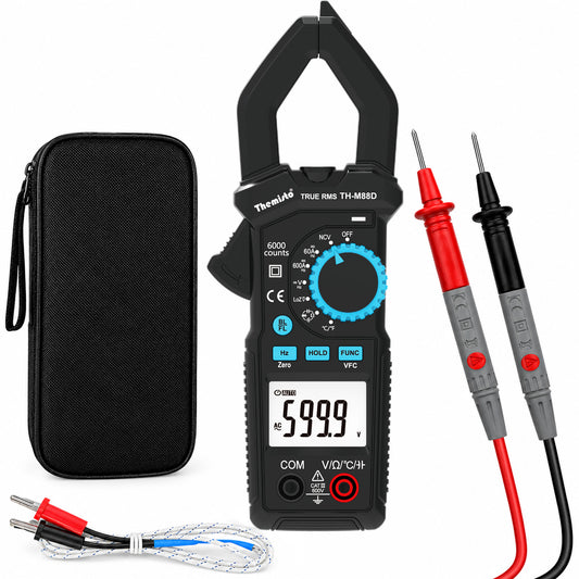 THEMISTO TH-M88D Auto Range, AC/DC Current, True Rms Digital Clamp Meter (600A,6000 Counts), Black