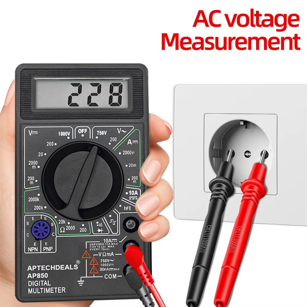 APTECHDEALS AP-850 AC/DC Voltage| DC Current | Digital Multimeter  (Black 2000 Counts)