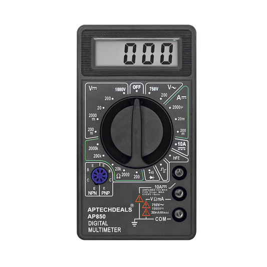 APTECHDEALS AP-850 AC/DC Voltage| DC Current | Digital Multimeter  (Black 2000 Counts)