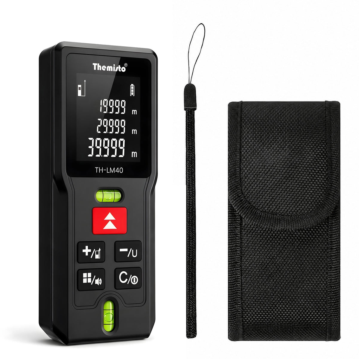 Themisto TH-LM40 Laser Distance Meter | 40M Range | Dual Bubble Levels | Area, Volume & Pythagorean Measurement | Backlit LCD Display | Auto Calculation