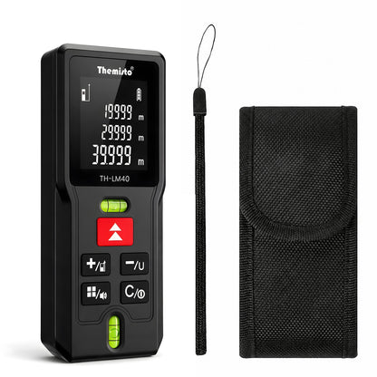 Themisto TH-LM40 Laser Distance Meter | 40M Range | Dual Bubble Levels | Area, Volume & Pythagorean Measurement | Backlit LCD Display | Auto Calculation