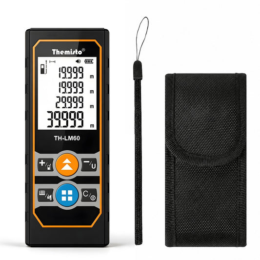 Themisto TH-LM60 Laser Distance Meter | 60M Range | Area, Volume & Pythagorean Measurement | Backlit LCD | Unit Conversion | Memory Function