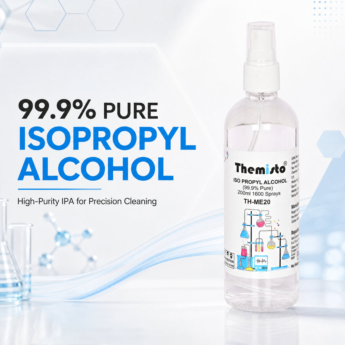Themisto IPA ISO PROPYL RUBBING ALCOHOL Spray 200ml (99.9% Pure) (TH-ME20)