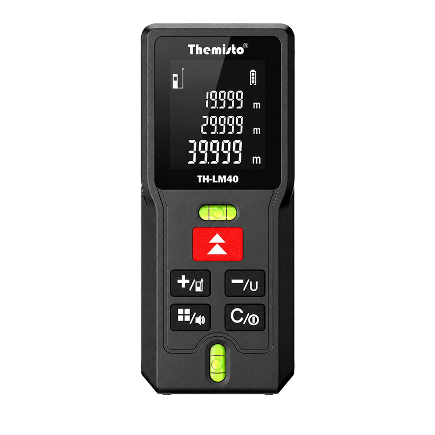 Themisto TH-LM40 Laser Distance Meter | 40M Range | Dual Bubble Levels | Area, Volume & Pythagorean Measurement | Backlit LCD Display | Auto Calculation
