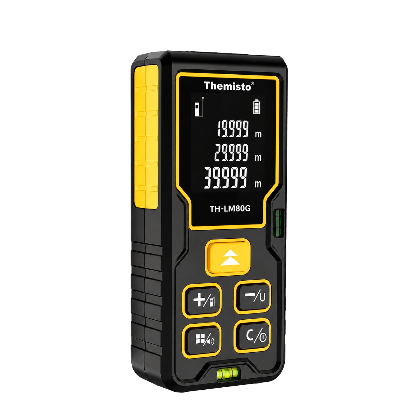 Themisto TH-LM80G Laser Distance Meter | Green Laser | 80M Range | Dual Bubble Levels | Area, Volume & Pythagorean Measurement | Backlit LCD Display | Auto Calculation