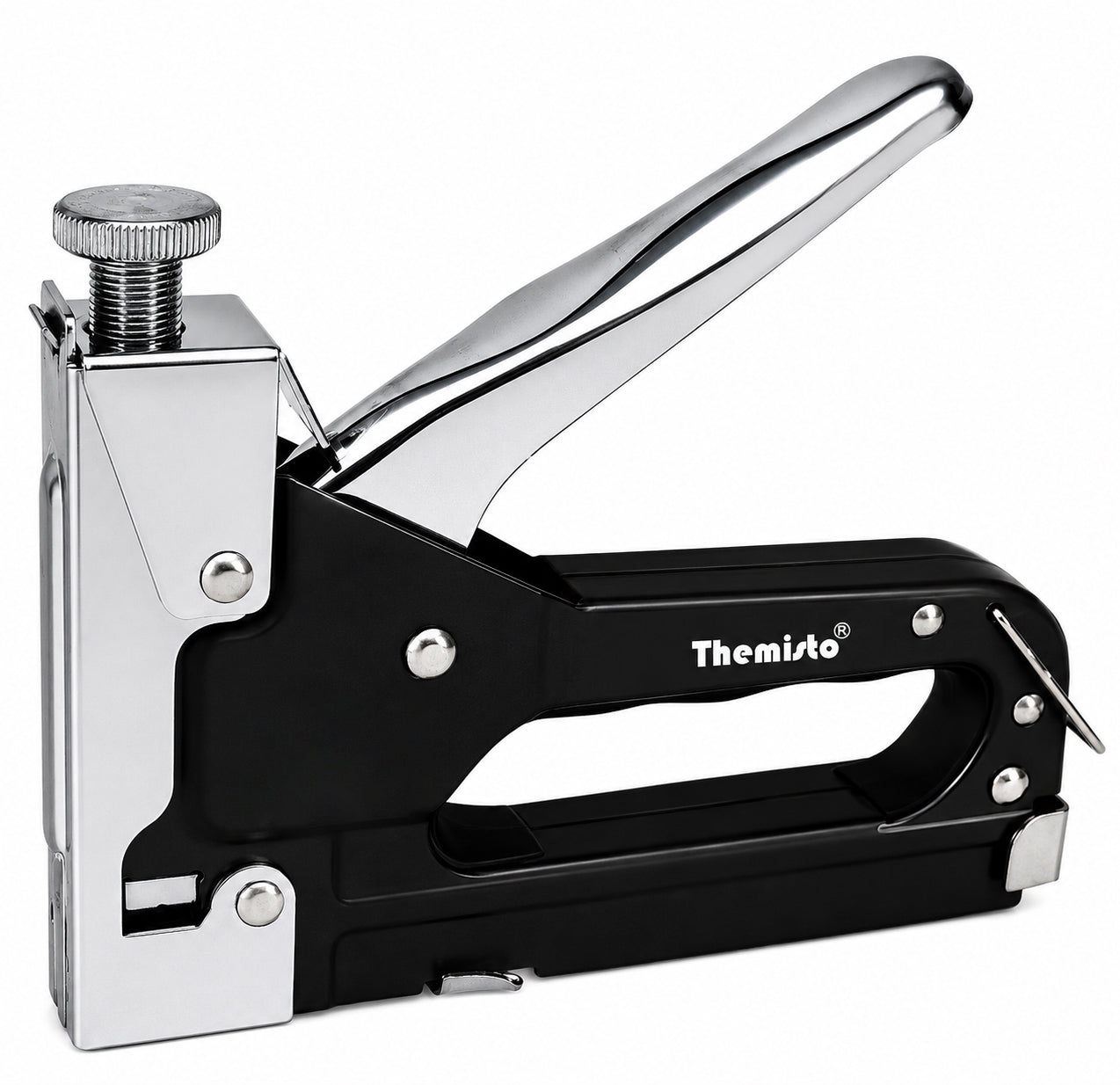 Themisto TH-T50 Heavy Duty Staple Gun | Manual Hand Tacker | Adjustable Pressure | Steel Body | Quick Jam Release | Ideal for Upholstery, Wood, Furniture, Carpets & DIY Projects
