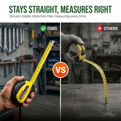 Themisto TH-MT03S 3m Smart Lock Measuring Tape | Steel Blade Tape Measure | 16mm Wide Scale | Easy Read Markings | One Button Retract | Wrist Strap | Belt Clip