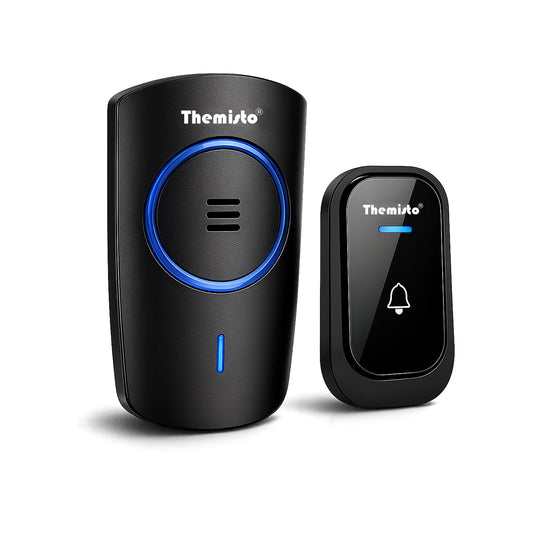 Themisto TH-DB20 Wireless Door Bell | 60M Range | Cordless Doorbell with Plug-in Receiver | 45 Melodies | 4 Volume Levels | LED Flash Indicator | Easy Installation Doorbell
