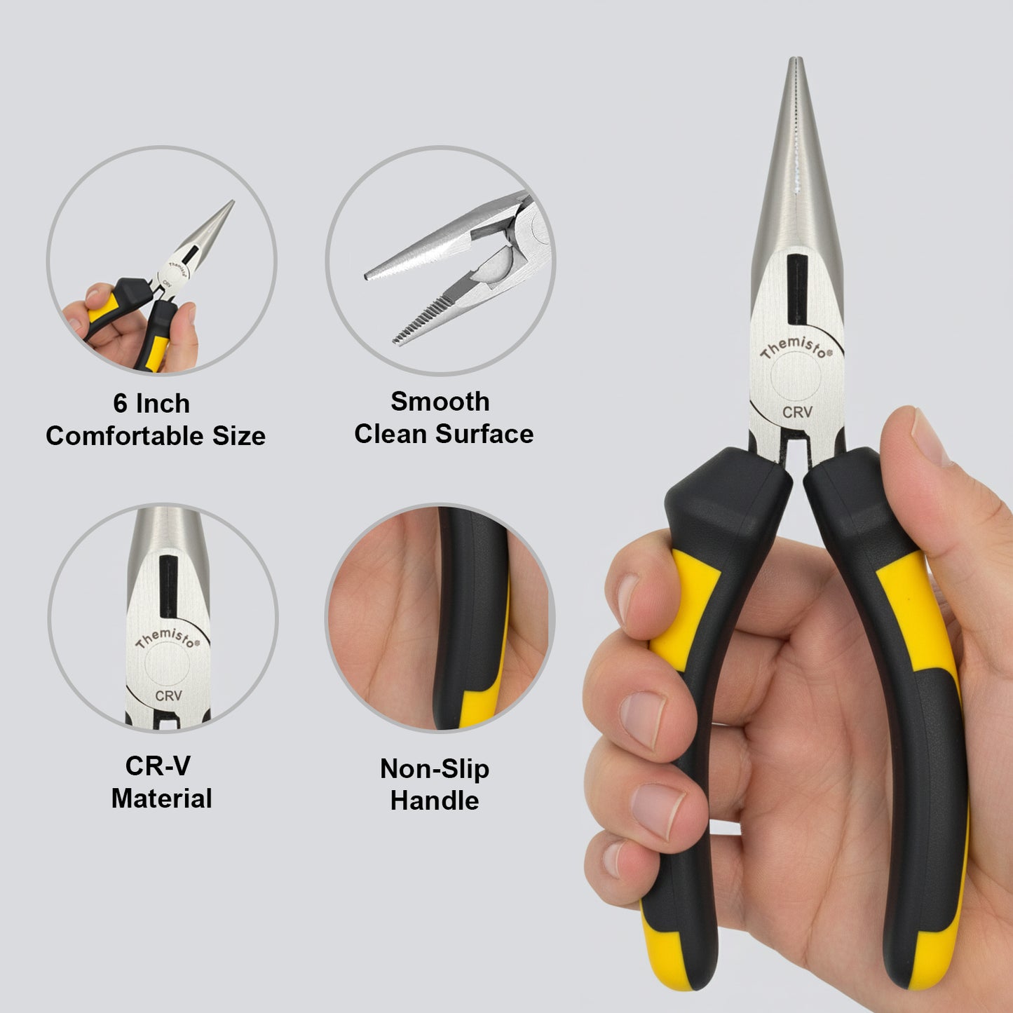 Themisto TH-T28 6 Inch Nose Plier | CR-V Steel