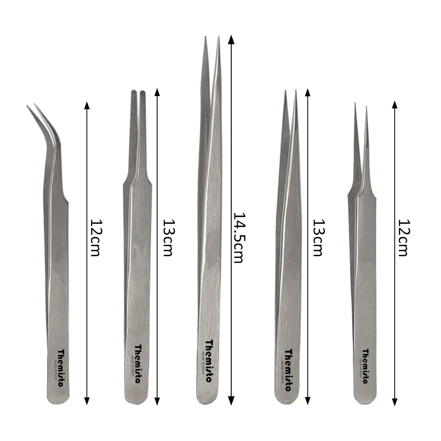 Themisto 5 in 1 Stainless Steel Tweezer Set (Stainless Steel)