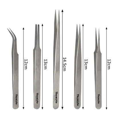 Themisto 5 in 1 Stainless Steel Tweezer Set (Stainless Steel)