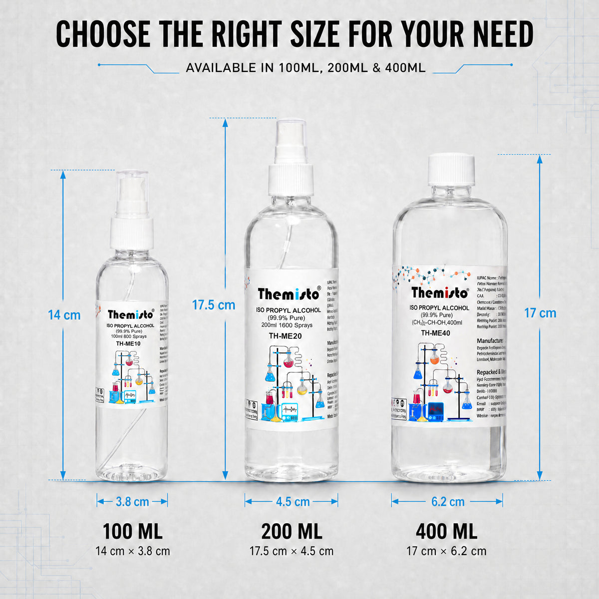 Themisto IPA ISO PROPYL ALCOHOL (99.9% Pure) (CH3)2-CH-OH (400ml)