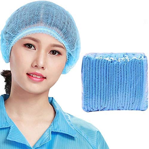 THEMISTO - built with passion Disposable Bouffant Caps for Surgical, Restaurants & Home Use, 100 Pieces, (Blue)