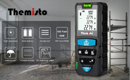 Themisto TH-M81 Laser Distance Meter (50m Range) with Backlit LCD.