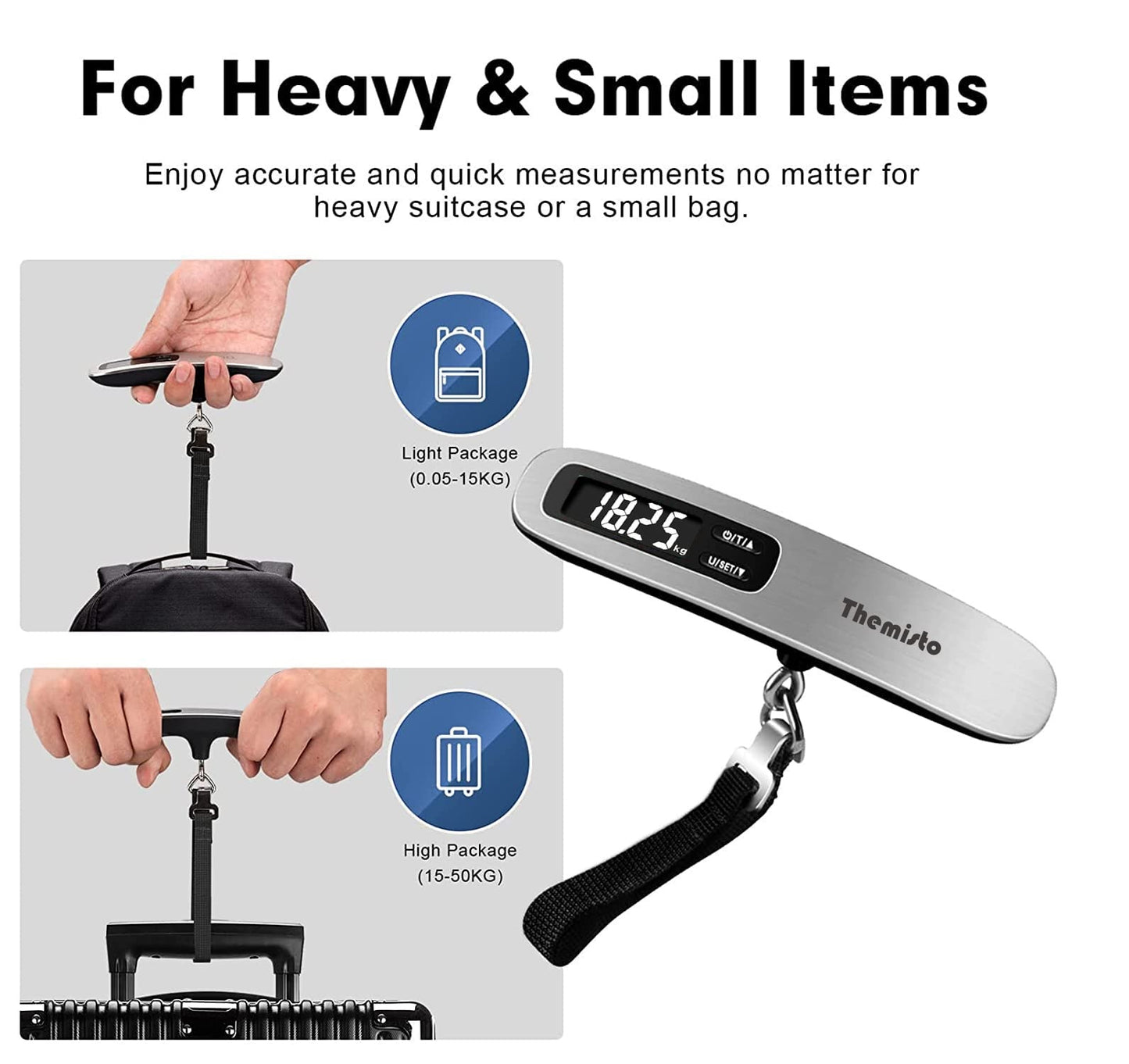 Themisto TH-WS10 Digital Luggage Scale with Target Value Setting (50kg)