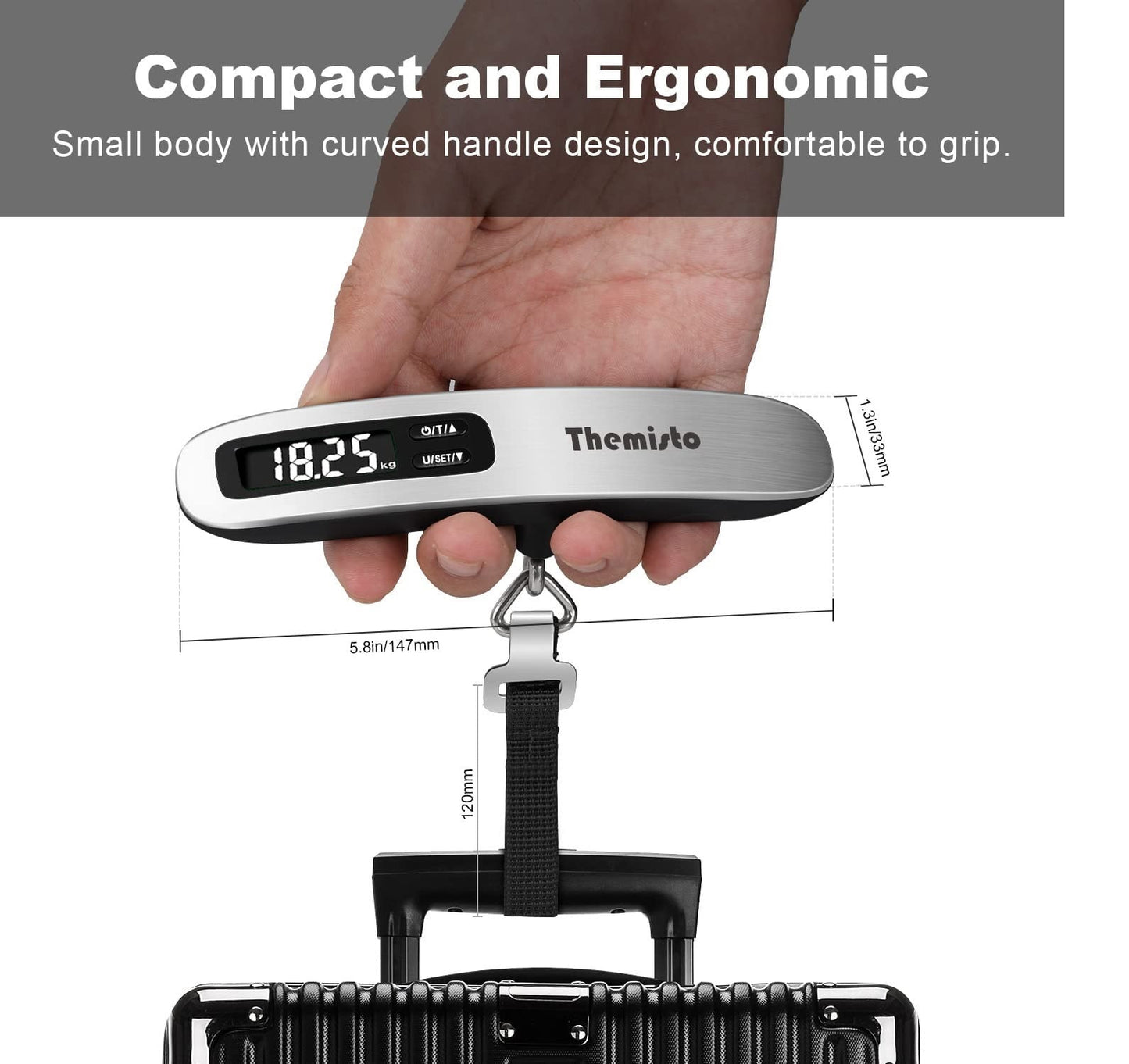 Themisto TH-WS10 Digital Luggage Scale with Target Value Setting (50kg)