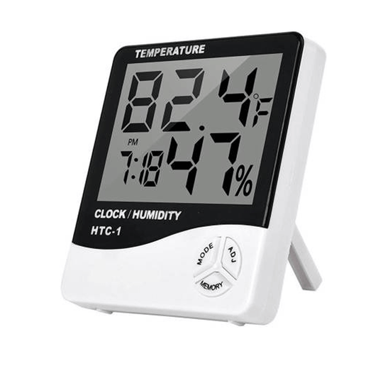 Themisto HTC-1 Digital Hygrometer Thermometer Humidity Meter With Clock LCD Display