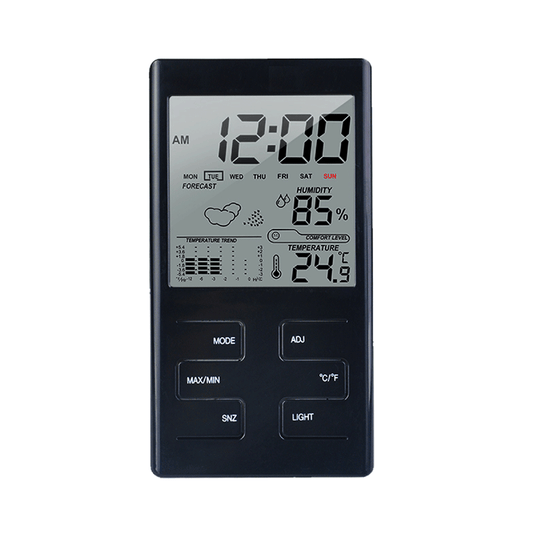 ApTechDeals CX-501 Digital LCD Display Hygrometer Thermometer Humidity Meter with Clock with Clock
